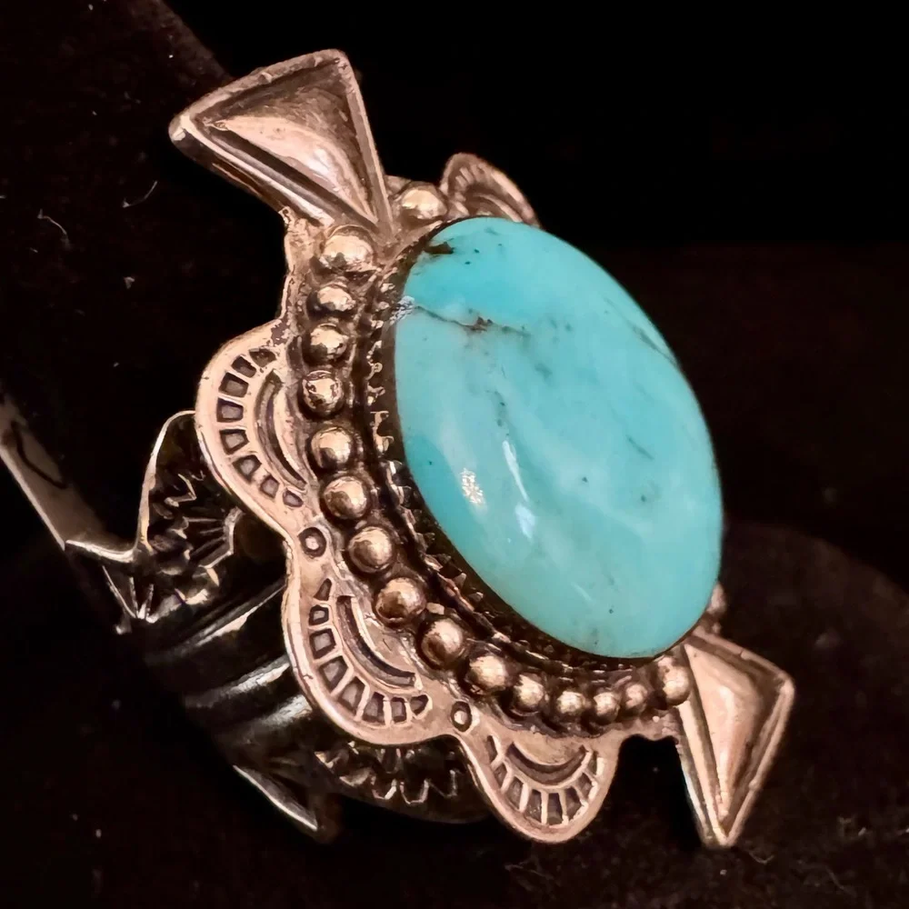 Sterling Silver genuine Turquoise Statement Ring -
